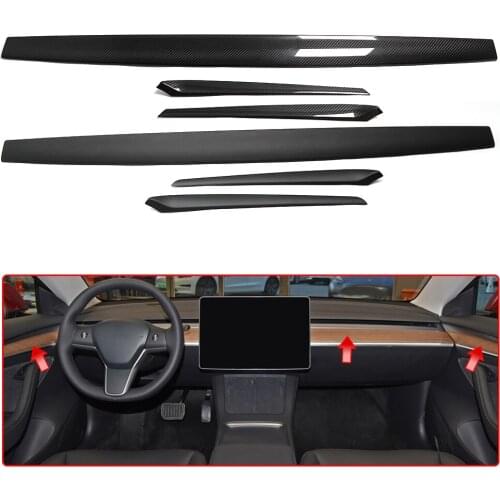 Carbon Fiber Car Interior Front Central Control Dashboard Decor Sticker Panel Cover Trim For Tesla Model 3 model Y 2017