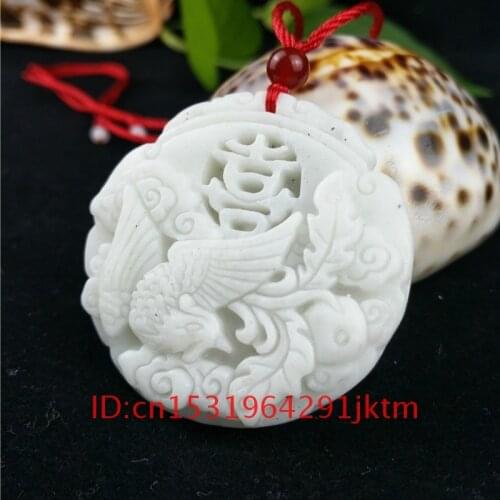 Pendant Necklace for Double-sided Natural Phoenix White Dragon Men Jewelry Chinese Accessories Jade Charm Amulet Fashion Gifts