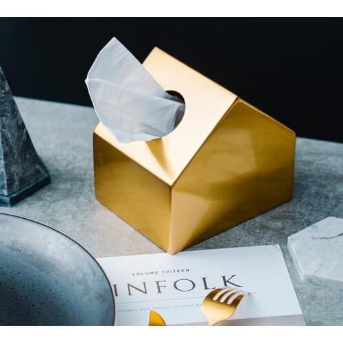 Brass Nordic House Tissue Box Home Simple Living Room Office Table Hotel Paper Towel Pure Copper Storage Box Art Decoration Gift
