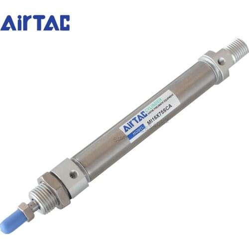 MI Bore 16mm Stroke 75mm Stainless Steel Pneumatic Cylinder Double Acting Mini Air Cylinder MI16X75SCA AirTAC
