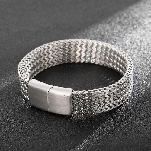 Fashion Trend Stainless Steel Jewelry Personality Creative Double Keel Bracelet Titanium Steel Magnet Clasp Bracelet