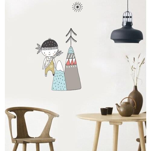 Cartoon Wall Sticker Waterproof Nordic Style Kindergarten Bedroom Background Decoration Creative Sticker Photography Props