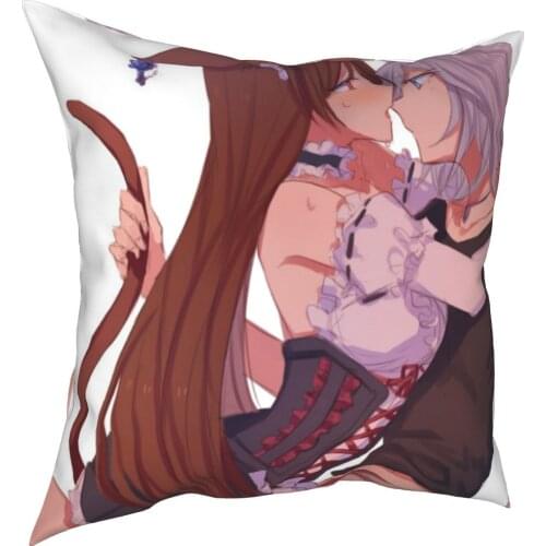 Cartoon girl decorative pillow case simple style 3D printing pillow case 45cm linen pillow case girlfriend gift
