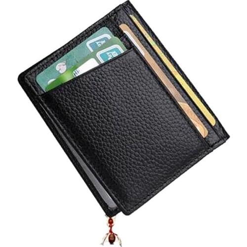 Men Short Purse Cow Leather ID Credit Card Holder Money Bag Mini Wallet Best Sale-WT