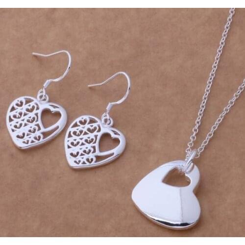 Silver plated Jewelry Sets Earring 340 + Necklace 241 /avzajnga duxammea AS309