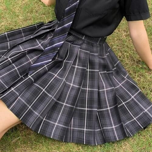 2021 New School Girl Uniform Pleated Skirts Japanese School Uniform High Waist A-Line Plaid Skirt Sexy JK Uniforms for Woman