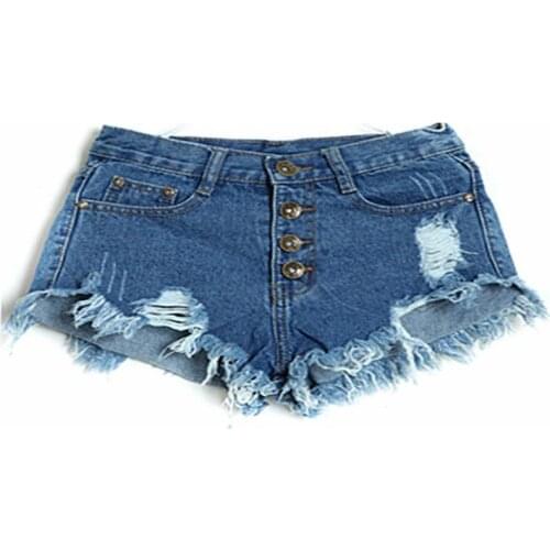 New Arrival Summer Wind Female Blue High Waist Denim Shorts Women Balck Worn Loose Pink Burr Hole Jeans Shorts Girls