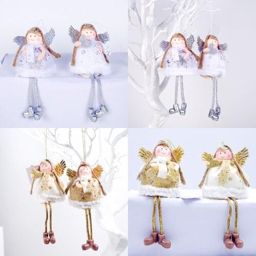 2pcs New Christmas Decorations Fabric Angel Girl Christmas Doll Pendant Creative Christmas Ornaments