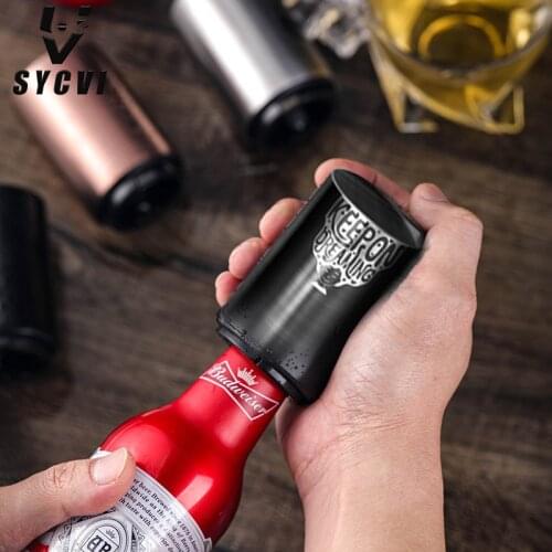 Novelty pattern magnetic automatic beer bottle opener stainless steel wine opener portable bar tool push beer bottle opener