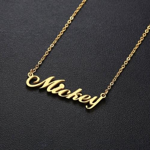 Custom Name Necklace Gold Color Stainless Steel Personalized Nameplate Pendant For Friend Family Birthday Gift