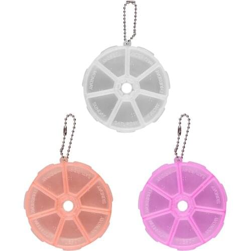 Portable 7 Day Weekly Round Tablet Pill Box Medicine Splitters Case Case Storage Organizer Container Case Pill Holder