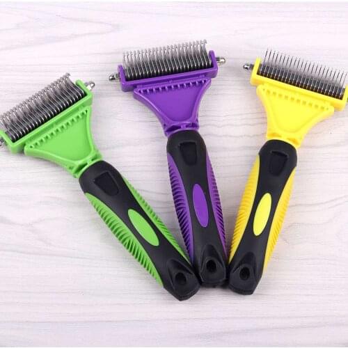 Professional Dog Brush for Hair Removal, Stainless Double-sided Pet Comb Rake, Puppy Grooming Tools Removal of Under-hair Knots