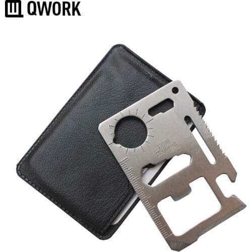 QWORK 11 in 1 Multifunction Outdoor Hunting Survival Camping Pocket Military Card Knife Wrench