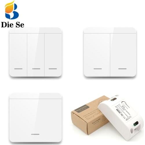 433Mhz RF Remote Control Switch AC 90-250V 10A Universal Wireless Receiver and 1/2/3 gang Switch push button Switch for Light