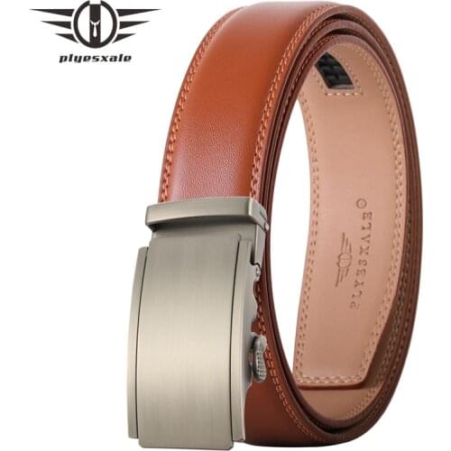 Brown Cowhide Genuine Leather Belts For Men New Fashion Luxury Designer Dress Formal Casual Belt Male Automatic Buckle B622
