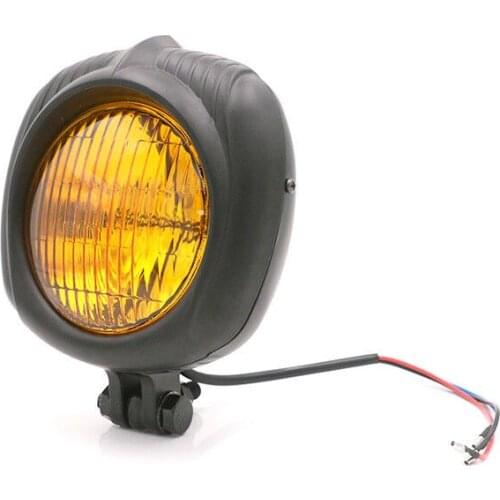 Retro Vintage Black Front Motor Headlight Lamp Cafe Racer Touring Scooter Custom