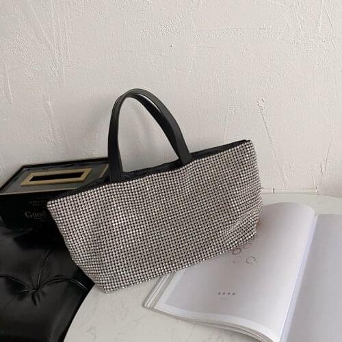Luxury Diamond Large Capacity Black and Silver Purses and Handbags for Women 2021 Tote Bag Designer Bag Ladies Shopping Bag