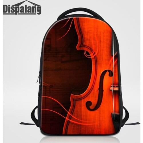 Dispalang Women Laptop Backpack For 14 Inch Notebook Customize Violin Printing Men Travel Rucksack Musical Note Teens School Bag
