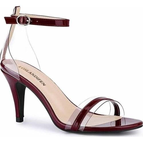 Women Sandals Sexy PVC Clear Open Toes High Heels Sandal Patent 9cm Summer Sexy Party Women Pumps Red Wedding Shoes