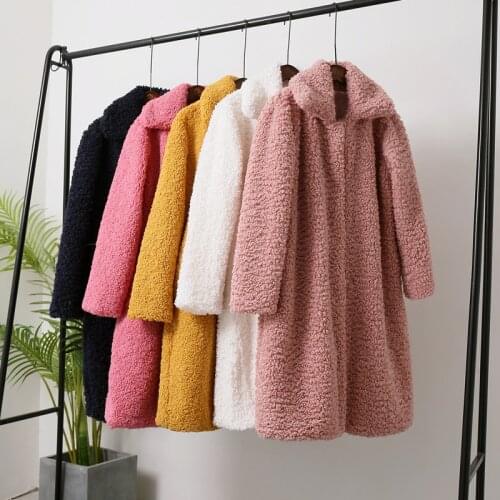 Chic Women Faux Lamb Fur Coat Thicken Warm Fluffy Long Fake Fur Jacket Women 2019 Winter Jackets Coats Furry Outerwear Overcoat