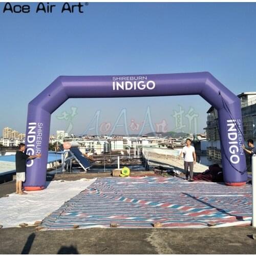 Thermal transfer sport archway inflatable finish line 8mW total Purple advertising arch with sticker boxes and banners
