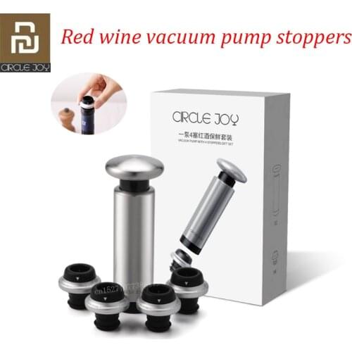 2020 Youpin CircleJoy Vacuum Wine Bottle Stopper Sealed Storage Memory Wine Stopper Wine Corks Stainless Steel Open Wine Bottle