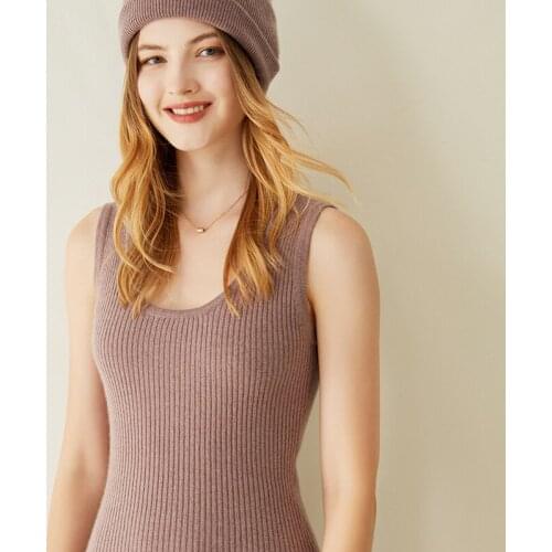 LONGMING Women Knit Top 100% Cashmere Tank Top Strap Camisole Wool Sweater Vest Sleeveless Knitted Vest Basic Slim Sling Vest