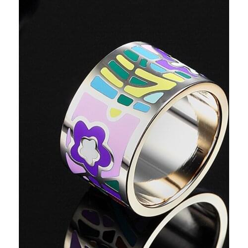 Blucome Fashion Women Stainless Steel Rings Wholesale Cheap Price Enamel Rings Perfect Dubai Finger Ring Anel Aneis Woman
