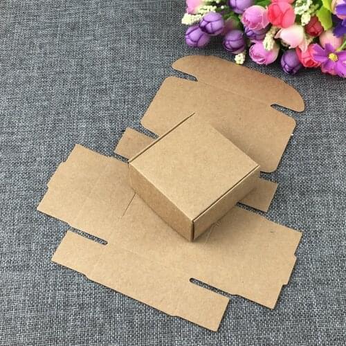 100PCS 6.5*6.5*3cm Brown Kraft Gift Boxes Blank Small storage box Paper Jewelry Box DIY Packaging Box For Jewelry/Gifts/Craft
