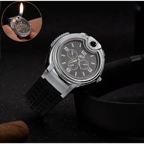 2021 new business Creative sports watch lighter watch open flame is light and inflatable adjustable watch multi-function lighter
