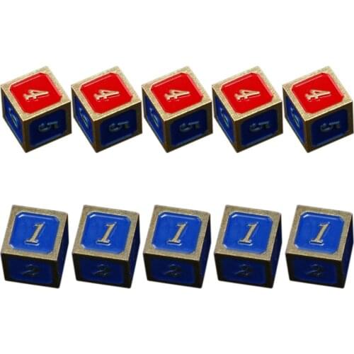 5Pcs Color Alloy Dice 6 Sided Dice 13mm Digital Number Cubes Round Coener For Kid Educational Toys DIY Board Games