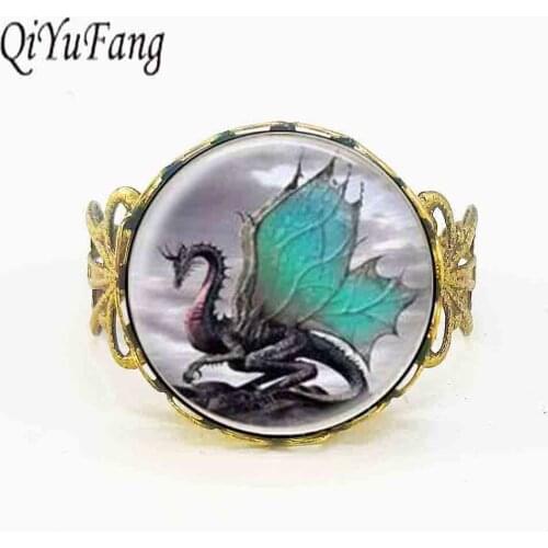 Blue Dragon Watch 1pcs/lot Fantasy wing Dragon Ring Quartz jewelry Watches time Gift mens women hot rings punk adjustable size