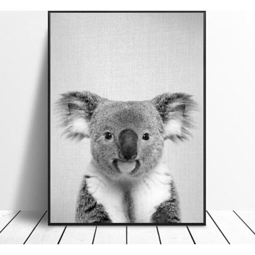 Black White Koala Canvas Painting Art Print Poster Picture Wall Modern Minimalist Bedroom Living Room Decoration