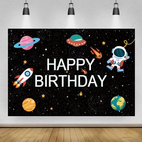 Astronaut Kids Universe Space Theme Party Backgrounds Photo Galaxy Starry Sky Planet Rocket Boy Birthday Photography Backdrops
