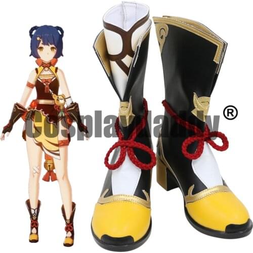 Genshin Impact Liyue Wanmin Exquisite Delicacy Xiangling Cosplay Shoes Boots C006