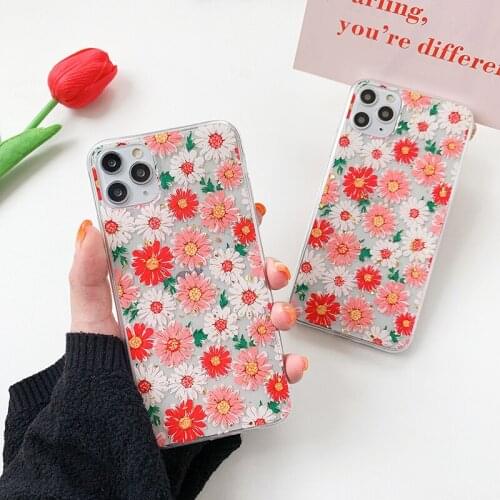 INS Hot Daisy Flowers Phone Case For iPhone 11 Pro X XR XS Max 6 6s 7 8 Plus Chrysanthemum Floral Soft TPU Silicone Back Cover