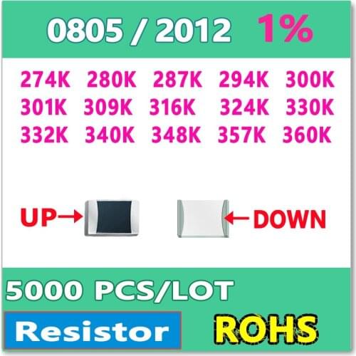 JASNPROSMA OHM 0805 F 1% 5000pcs 274K 280K 287K 294K 300K 301K 309K 316K 324K 330K 332K 340K 348K 357K 360K smd 2012 Resistor