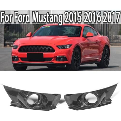 K-Car Front Bumper Fog Light Covers Caps For Ford Mustang Coupe Convertible 2-Door 2015-2017 Fog Lamp Trim Cover Carbon Fiber