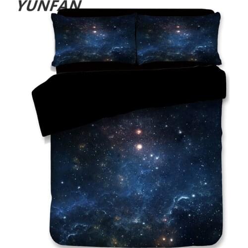 3D Nebula Outer Space Star Galaxy Bedding Set Duvet Cover sets Plaid Pillowcase Queen Twin king Bed Set blue white bedclothes