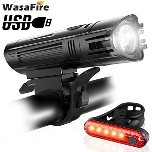 Mountain Bike Light Set LED T6 Bicycle Rear Front Light 4 Modes Cycling USB Rechargeable Headlight Taillight Super Bright Lamp