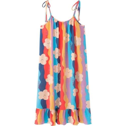 Summer Flower Sleepwear Women Sleeveless Nightdress Women Cotton Ladies Nightgown Sexy Nightwear Plus Size Home Dress Sleep 3XL