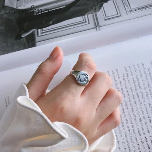 Minimalist Human Face Ring Female Engagement Ring 925 Sterling Silver Round Sculpture Korea Creative Rings Elegant Jewelry