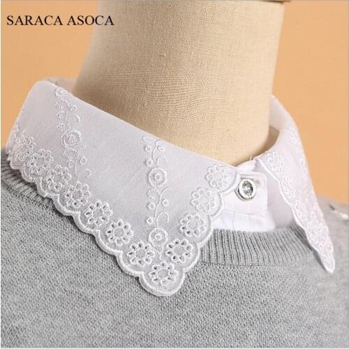 Fashion Women Manual Diamond White Shirt Fake Collar All-Macth Sweater Lace Detachable Collars For Girls