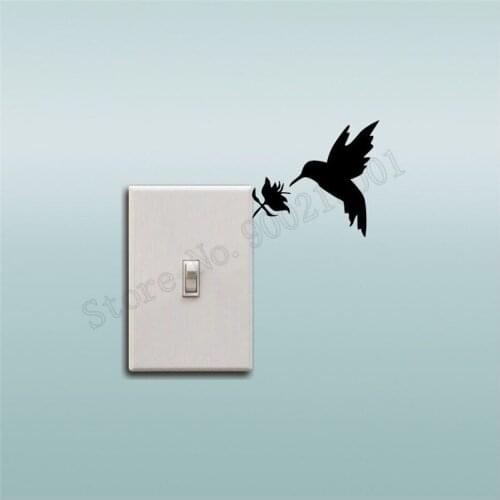 Cartoon Bird Wall Decoration Hummingbird Switch Sticker Home Decor For Kidsroom Poster Mural Decor Vinyl Removeable Decals LY887