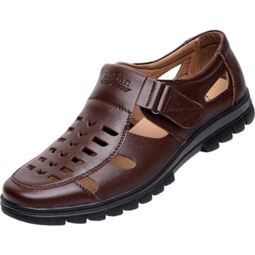 2020 New Summer Mens Shoes Genuine Leather Sandals Male Gladiator Hollow Platform Business Zapatos De Hombre Driving Moccasins