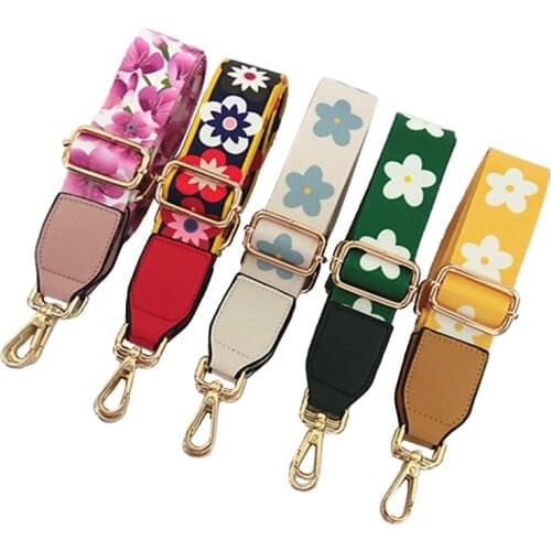 Flower Print Nylon Bag Strap Fashion Women Colorful Wide Crossbody Shoulder Bag Belt 80-120cm Bags Strap Bag Parts Accessories