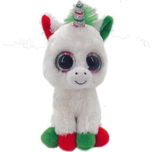 New 6''15CM Ty Beanie Boos Big Eyes Green Eared Unicorn Plushie Cute Doll Decor Toys Boy Girl Child Birthday Christmas Gift
