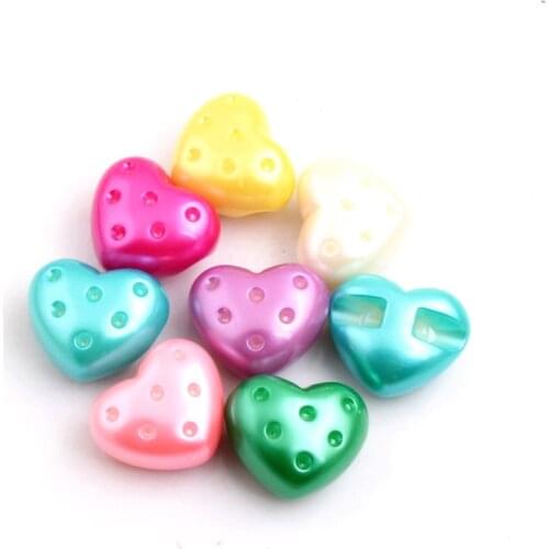 OYKZA New Random Mix Colorful Acrylic Heart Imitation Pearl Beads for kids Chunky Bracelet Necklace Making 23x27mm 50pcs