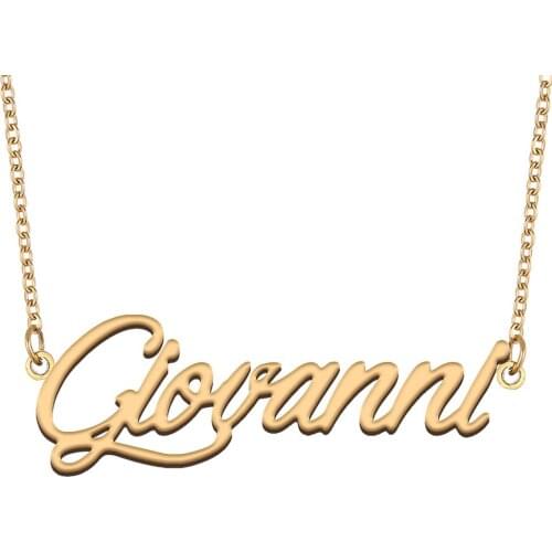Giovanni Name Necklace for Women Stainless Steel Jewelry 18k Gold Plated Nameplate Pendant Femme Mother Girlfriend Gift