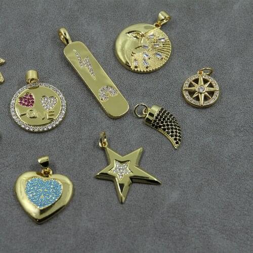 Star Pendant Charms for Jewelry Making Heart Charm Jewelry Charms for Earrings Necklace Bracelet Make Copper